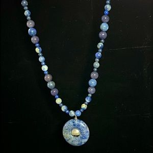 Vintage Artisan Genuine Pearl and Lapis Lazuli Necklace
